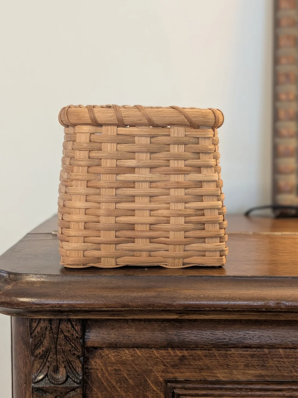 Handwoven Wood Splint Basket Signed NC Artisan Dated 1997